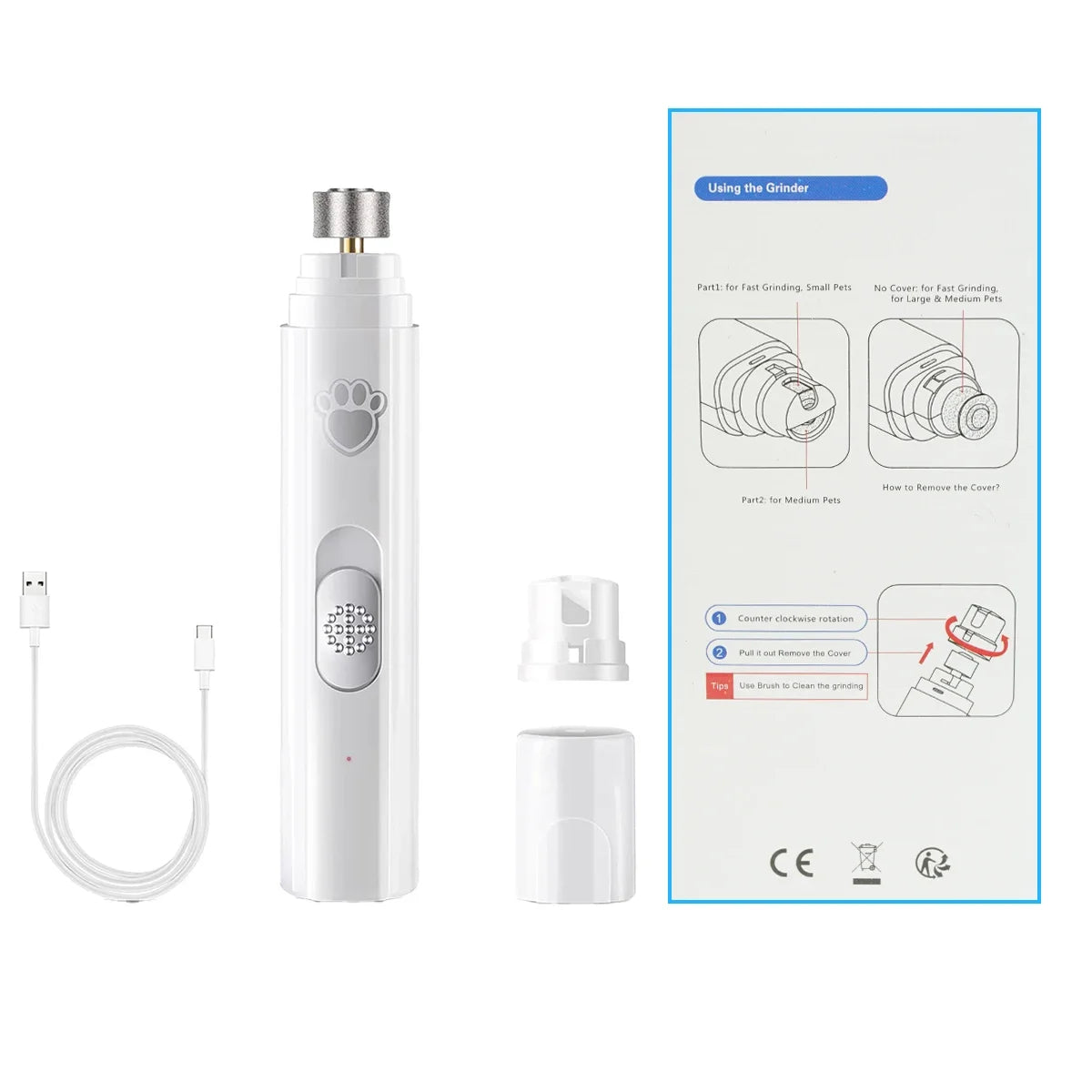 Revolutionary Electric Dog Nail Grinder - USB Rechargeable & Painless Trimmer for All Pet Sizes