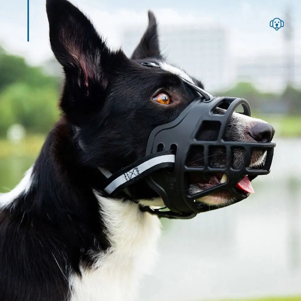 Adjustable Reflective Dog Muzzle - Breathable Anti-Biting Mouth Cover for Safe Drinking
