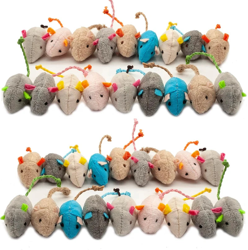 Engaging Catnip-Infused Plush Mouse Toys - 200 Pcs Interactive Fun for Indoor Cats