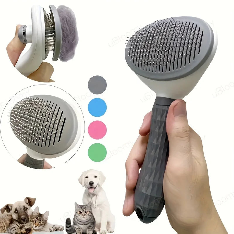 Effortlessly Groom Your Pets with the One-Click Hair Removal Comb - Automatic Slicker Brush for Dogs and Cats
