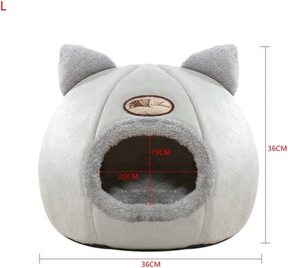 Cozy Cat Cave Bed for Ultimate Winter Comfort - Large Plush Tent for Cats and Small Dogs