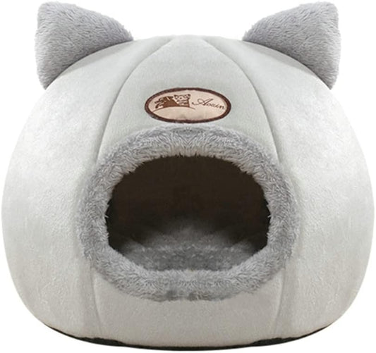 Cozy Cat Cave Bed for Ultimate Winter Comfort - Large Plush Tent for Cats and Small Dogs