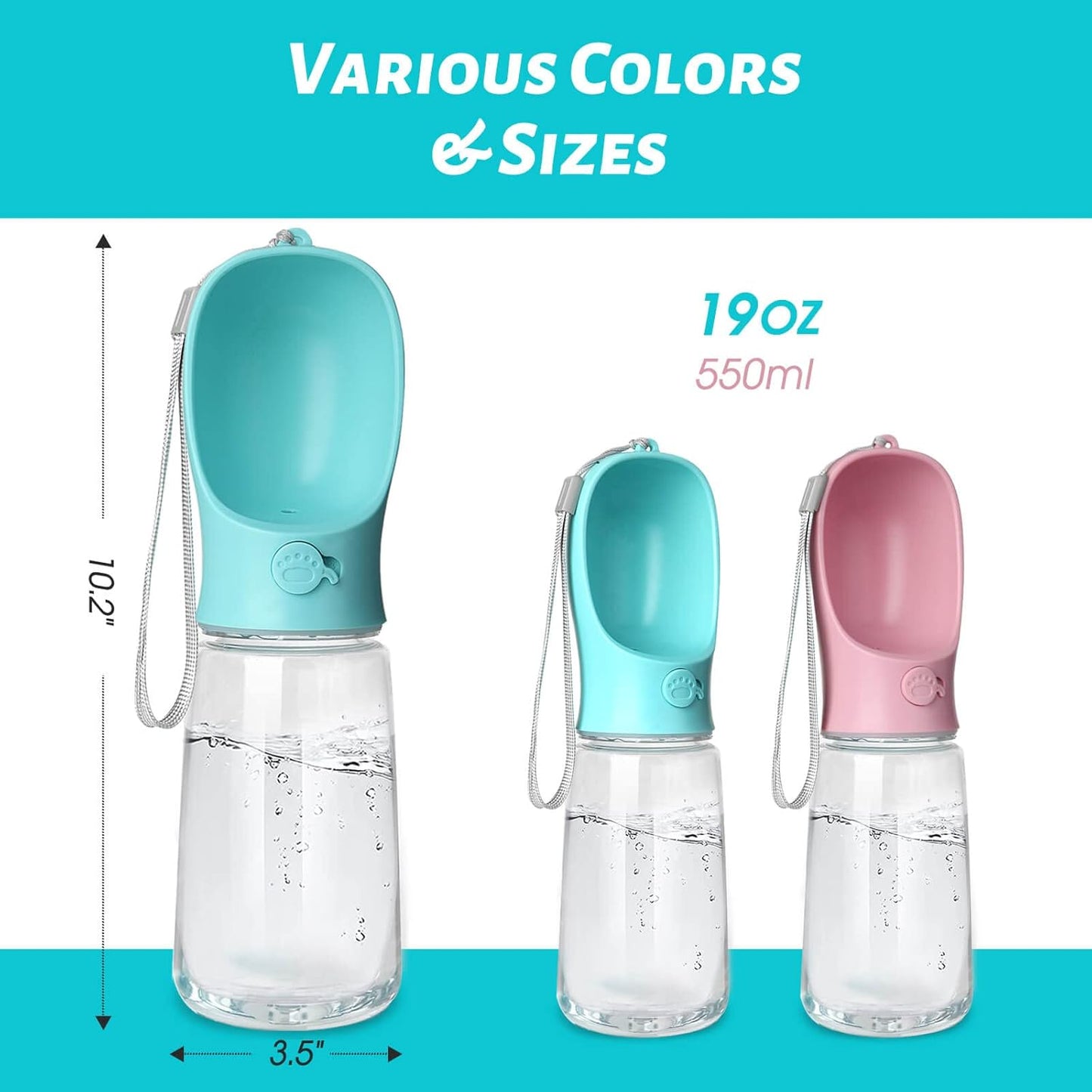 Ultimate Leak-Proof Dog Water Bottle - Portable 19oz Puppy Dispenser for Outdoor Adventures, Hiking & Travel - Food Grade Plastic in Stylish Blue