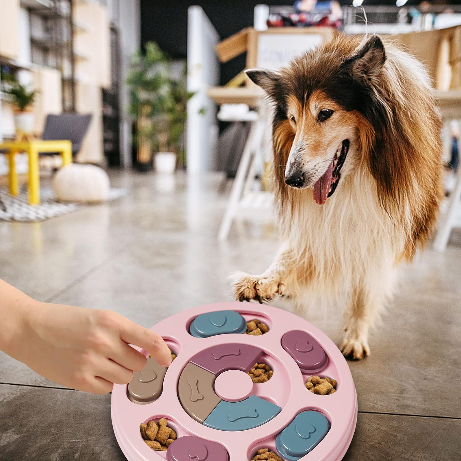 Engaging Dog Puzzle Feeder Toy for IQ Training & Mental Stimulation - Perfect for Small Breeds (Pink)