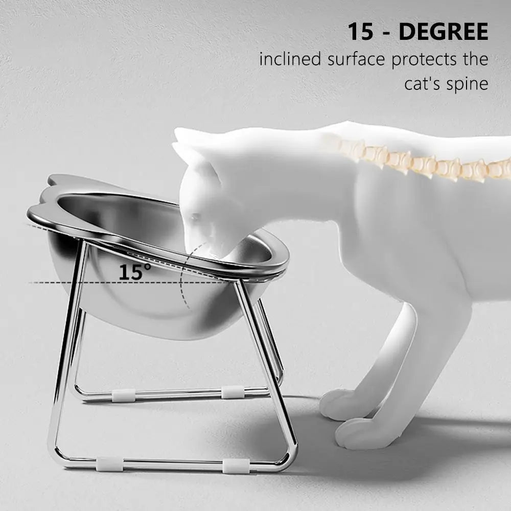 Elevate Mealtime with Our 15° Tilted Stainless Steel Cat Bowl – Perfect for Healthy Eating!
