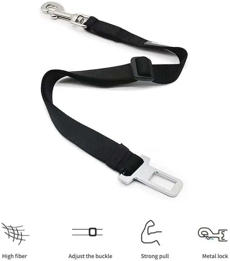 Secure Your Pet's Safety with Our Adjustable Dog and Cat Car Seat Belt - Perfect for Travel!