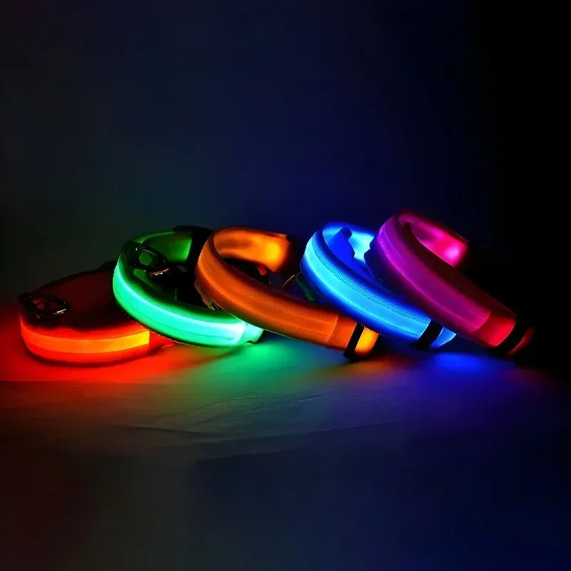 Illuminate Your Dog's Safety with Our LED Nylon Glow-in-the-Dark Dog Collar - Perfect for All Seasons!