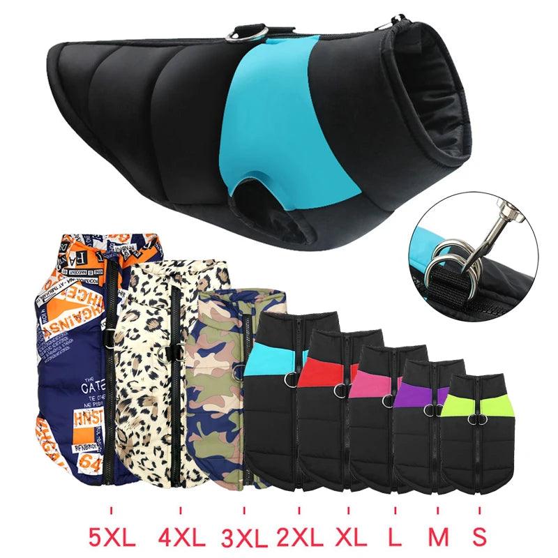 Padded Winter Warm Dog Clothes Waterproof Pet Vest Zipper Jacket for Small Medium Large Dogs Pug Chihuahua French Bulldog Coat