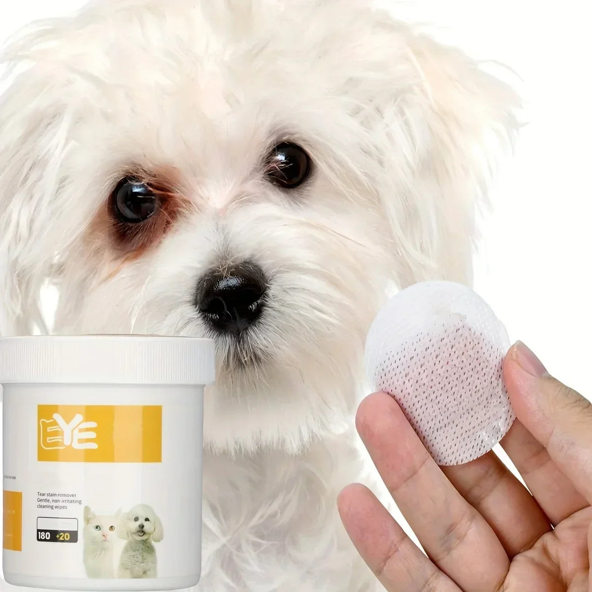 200 Pcs Gentle Pet Eye Cleaning Wipes - Effective Tear Stain Remover for Dogs and Cats, Moisture-Retaining Wash Pads for Happy Pets