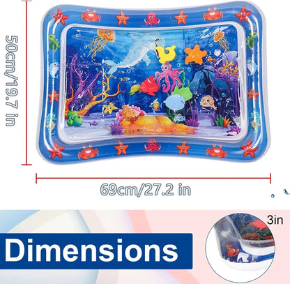 Water Sensory Play Mat Thickened Inflatable Water Mat for Cat and Dog Pet Playmat with Fish Sea Ocean Theme Sensory Toy Water