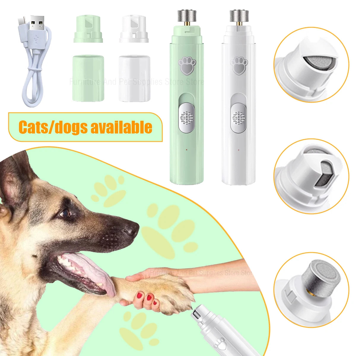 Revolutionary Electric Dog Nail Grinder - USB Rechargeable & Painless Trimmer for All Pet Sizes