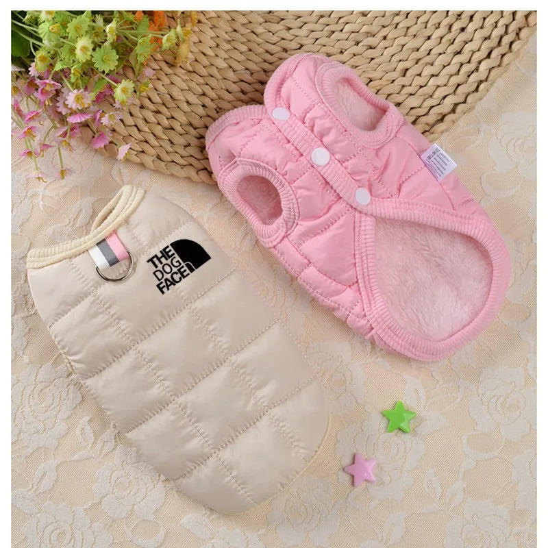 Designer Trendy Dog Clothes Winter Warm Pet Coat Small Medium Dog Face Stereo Logo for Chihuahua French Bulldog Costume