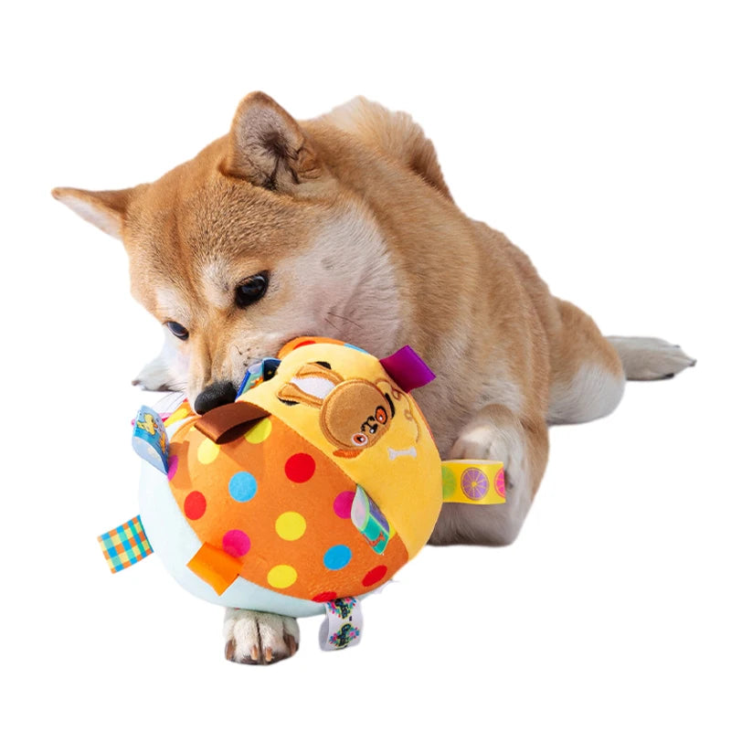Interactive Plush Ball Dog Toy - Perfect for Aggressive Chewers and Fun Training Sessions with Bells