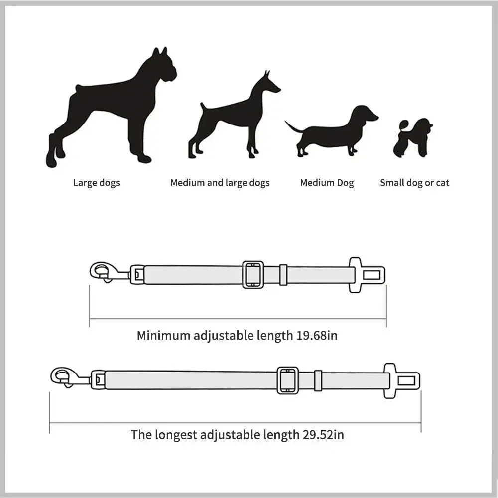 Secure Your Pet's Safety with Our Adjustable Dog and Cat Car Seat Belt - Perfect for Travel!