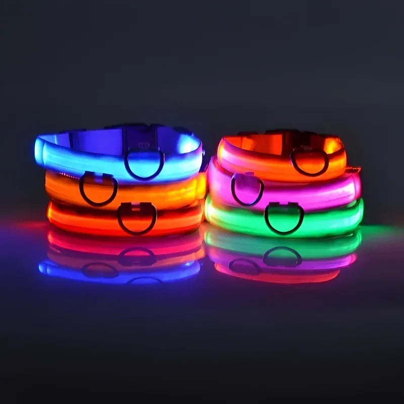 Illuminate Your Dog's Safety with Our LED Nylon Glow-in-the-Dark Dog Collar - Perfect for All Seasons!