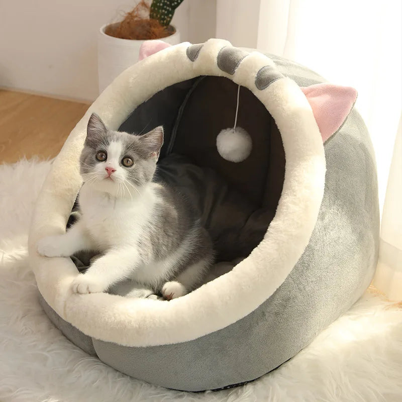 Cozy Cartoon Cat Bed - Deep Sleep Foldable and Washable Pet Mat for Small Dogs and Cats