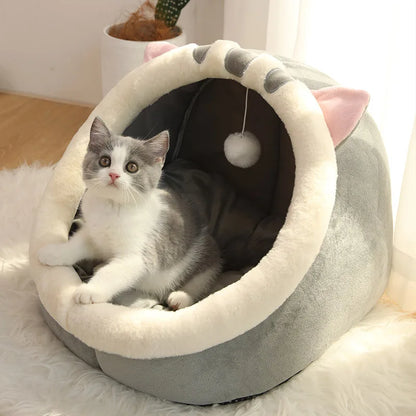 Cozy Cartoon Cat Bed - Deep Sleep Foldable and Washable Pet Mat for Small Dogs and Cats