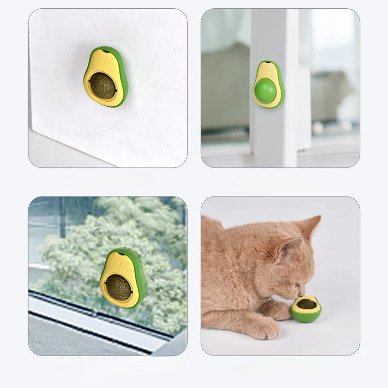 Engaging Catnip Ball Toy for Cats - Rotatable Wall Stick-On for Teeth Cleaning and Playtime Fun