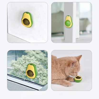 Engaging Catnip Ball Toy for Cats - Rotatable Wall Stick-On for Teeth Cleaning and Playtime Fun