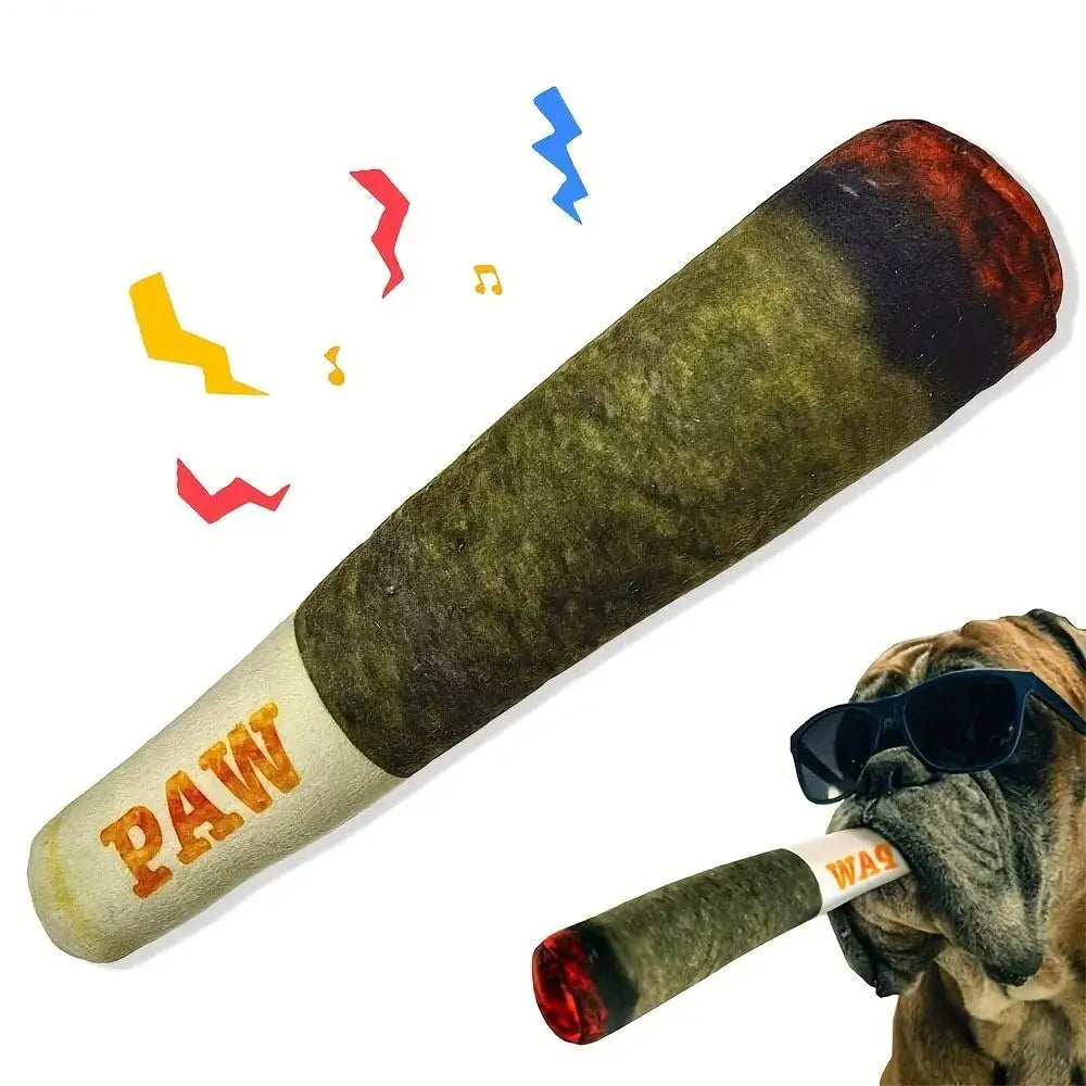 Engaging and Durable Interactive Cigar Squeak Toy for Small Dogs - Perfect Plush Chewing Companion!
