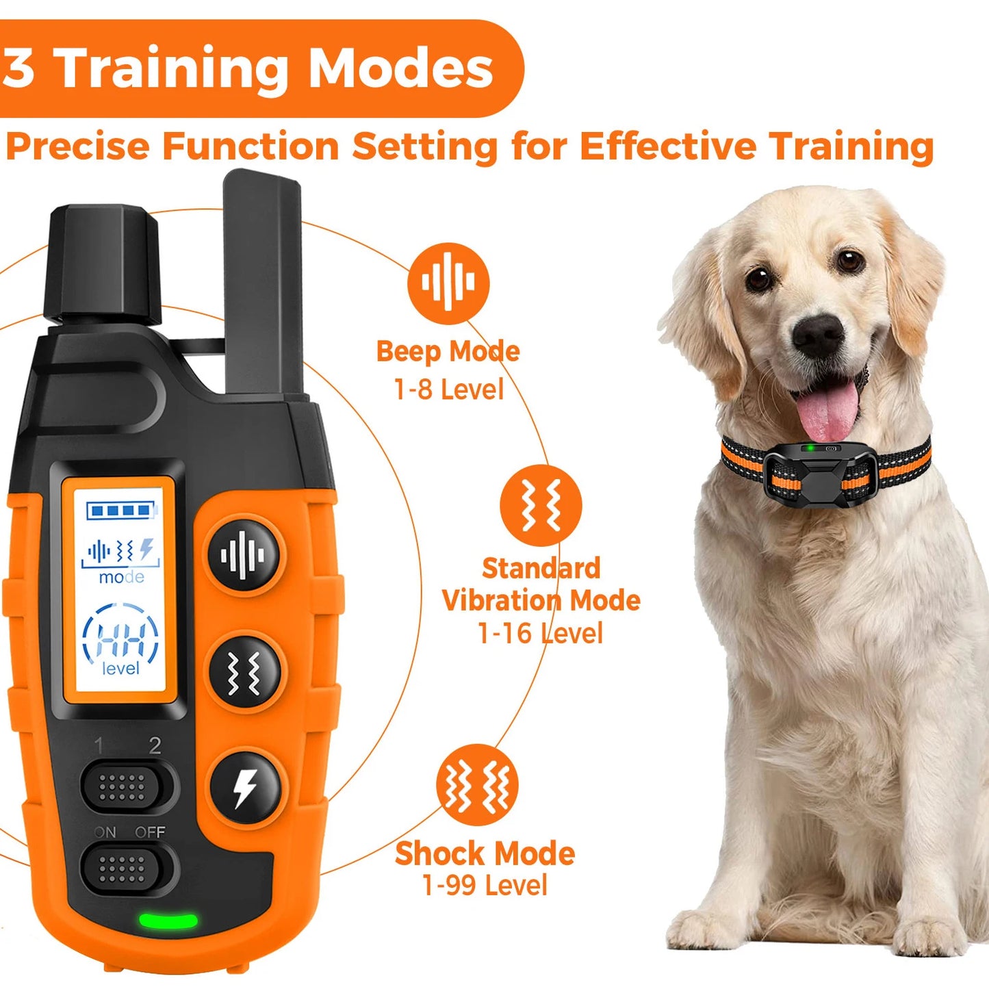 3300Ft Waterproof Electric Dog Training Collar with Remote Control - Perfect for Puppies and Dogs 5-120Lbs with Shock and Vibration Features