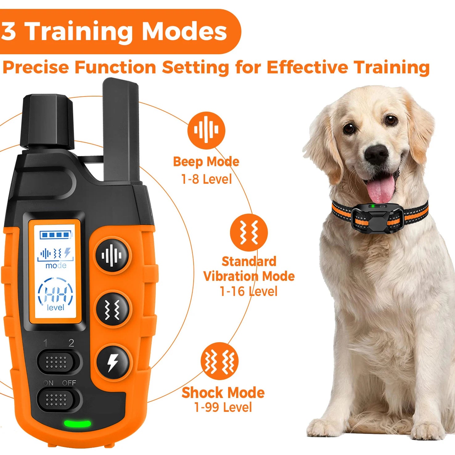 3300Ft Waterproof Electric Dog Training Collar with Remote Control - Perfect for Puppies and Dogs 5-120Lbs with Shock and Vibration Features