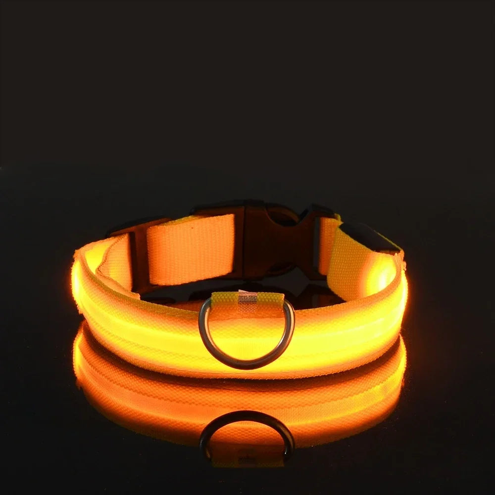 Illuminate Your Dog's Safety with Our LED Nylon Glow-in-the-Dark Dog Collar - Perfect for All Seasons!