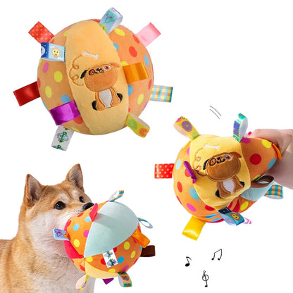 Interactive Plush Ball Dog Toy - Perfect for Aggressive Chewers and Fun Training Sessions with Bells