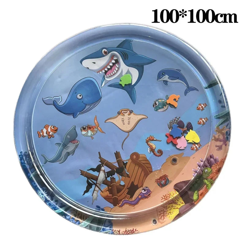 Water Sensory Play Mat Thickened Inflatable Water Mat for Cat and Dog Pet Playmat with Fish Sea Ocean Theme Sensory Toy Water