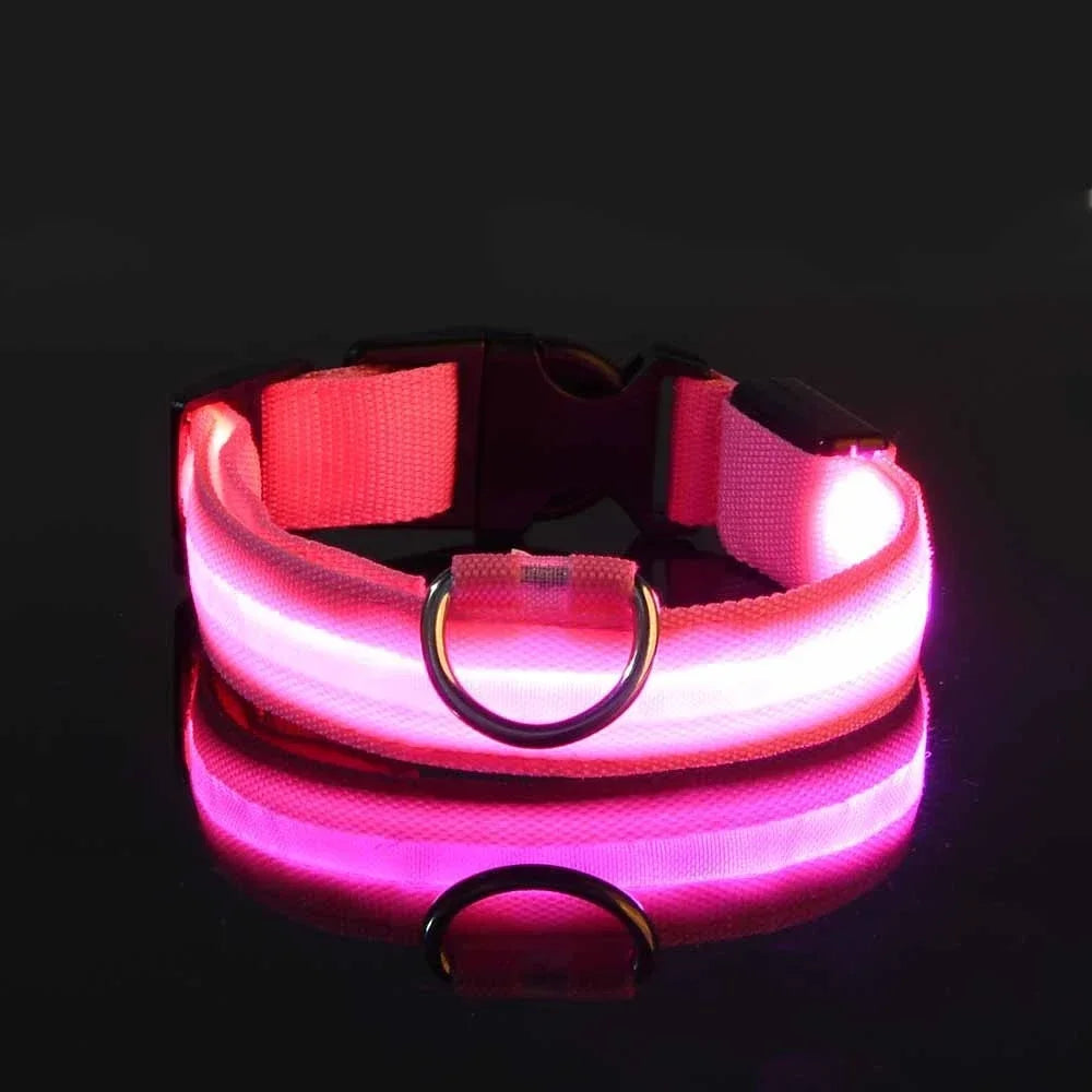 Illuminate Your Dog's Safety with Our LED Nylon Glow-in-the-Dark Dog Collar - Perfect for All Seasons!