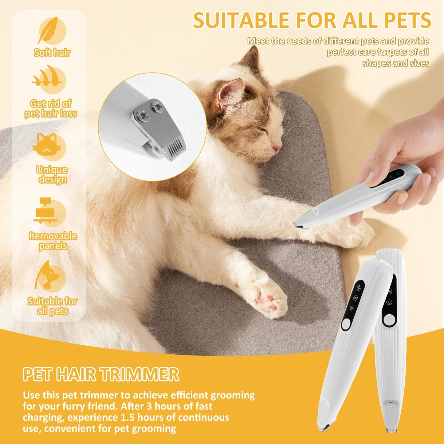 Ultimate Pet Dog Paw Trimmer with LED Light - Low Noise, High-Speed, Waterproof Grooming Tool for Dogs and Cats