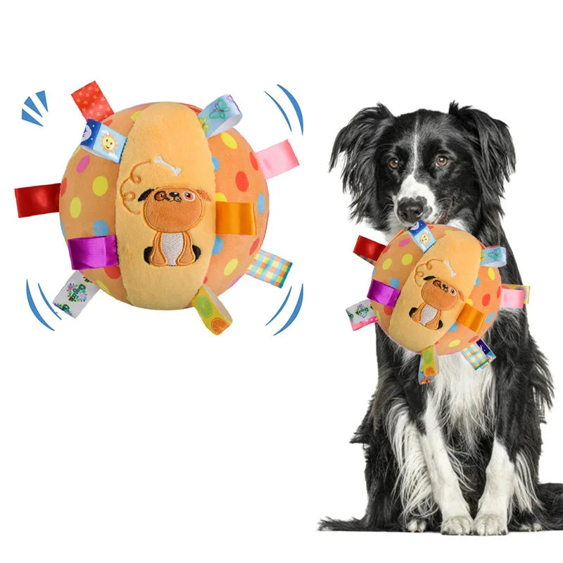 Interactive Plush Ball Dog Toy - Perfect for Aggressive Chewers and Fun Training Sessions with Bells