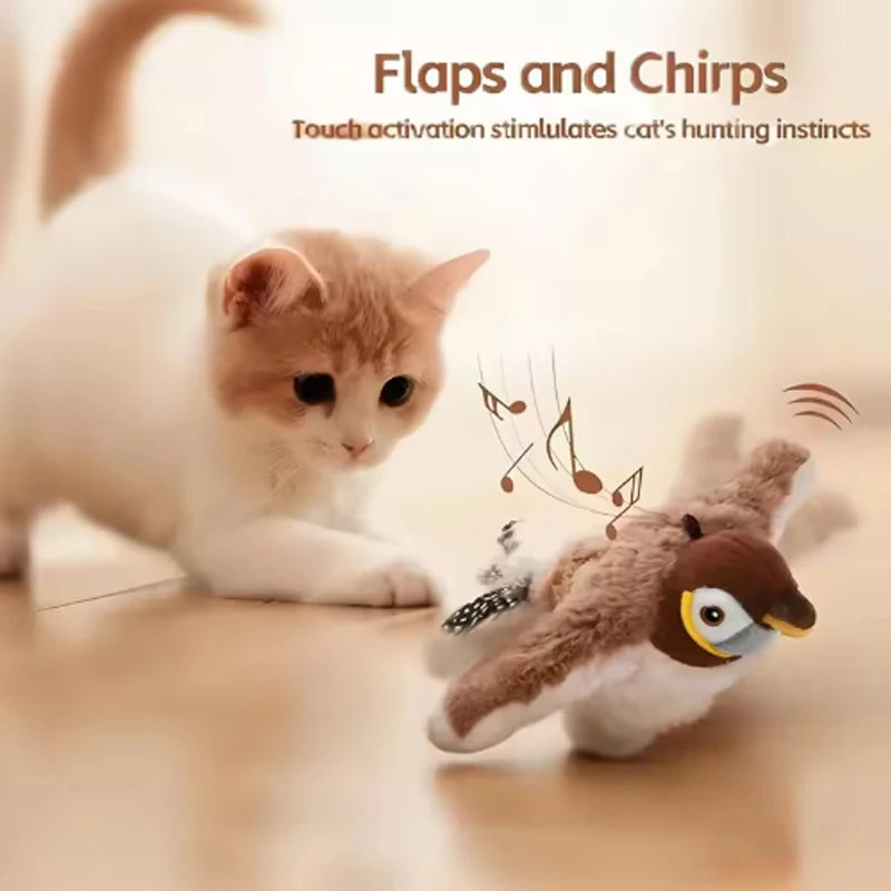 Hot Simulated Bird Cat Toy Interactive Toys Dog Rechargeable Chirping Flapping Bird(No Flying) Touch Activated Plush Toy Pet