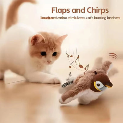 Hot Simulated Bird Cat Toy Interactive Toys Dog Rechargeable Chirping Flapping Bird(No Flying) Touch Activated Plush Toy Pet
