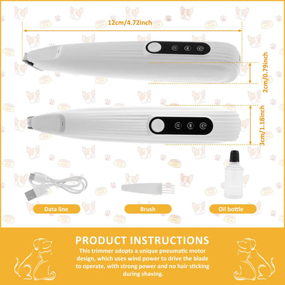 Ultimate Pet Dog Paw Trimmer with LED Light - Low Noise, High-Speed, Waterproof Grooming Tool for Dogs and Cats