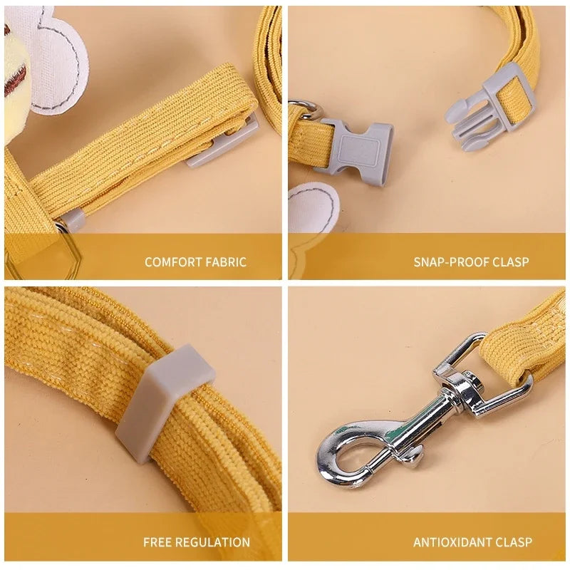 Adjustable Cartoon Bee Cat Harness and Leash Set - Perfect for Outdoor Adventures with Your Small to Medium Pets