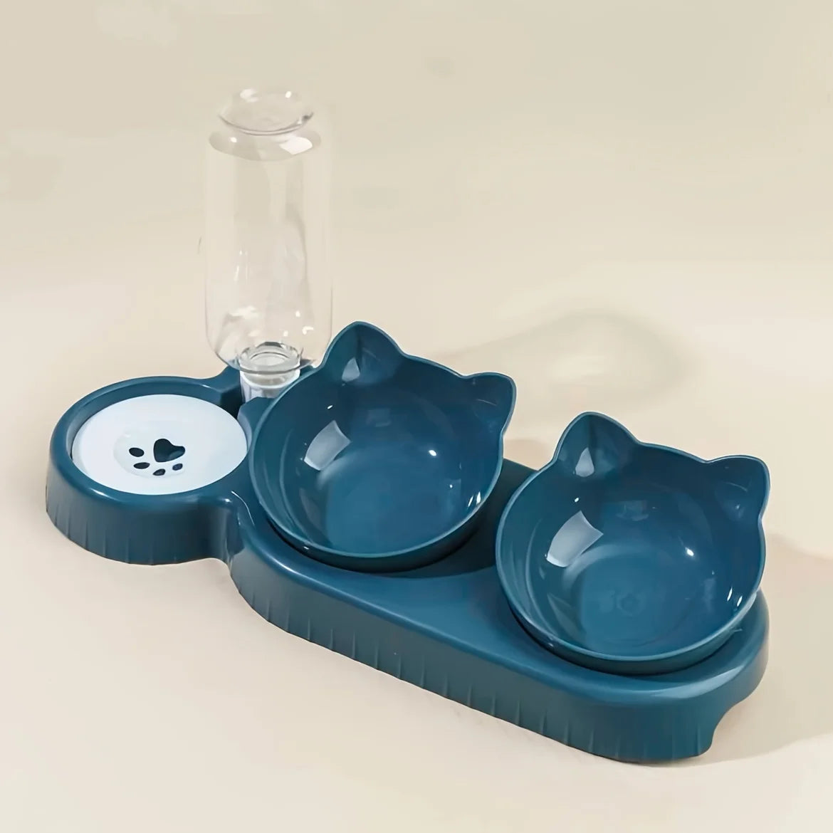Revolutionary 3-in-1 Ear Design Cat Bowl Set with Gravity Water Feeder for Ultimate Neck Protection