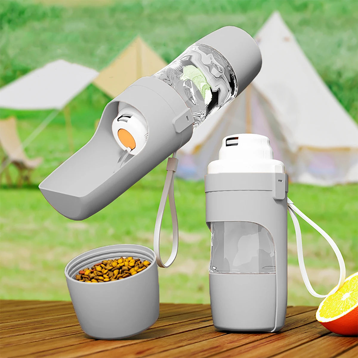 Portable Water Bottle for Dogs and Cats - All-in-One Food and Water Container for Outdoor Adventures