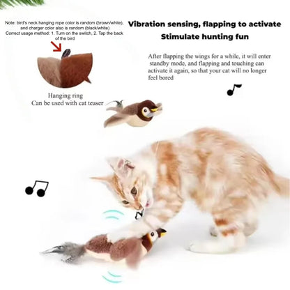 Hot Simulated Bird Cat Toy Interactive Toys Dog Rechargeable Chirping Flapping Bird(No Flying) Touch Activated Plush Toy Pet