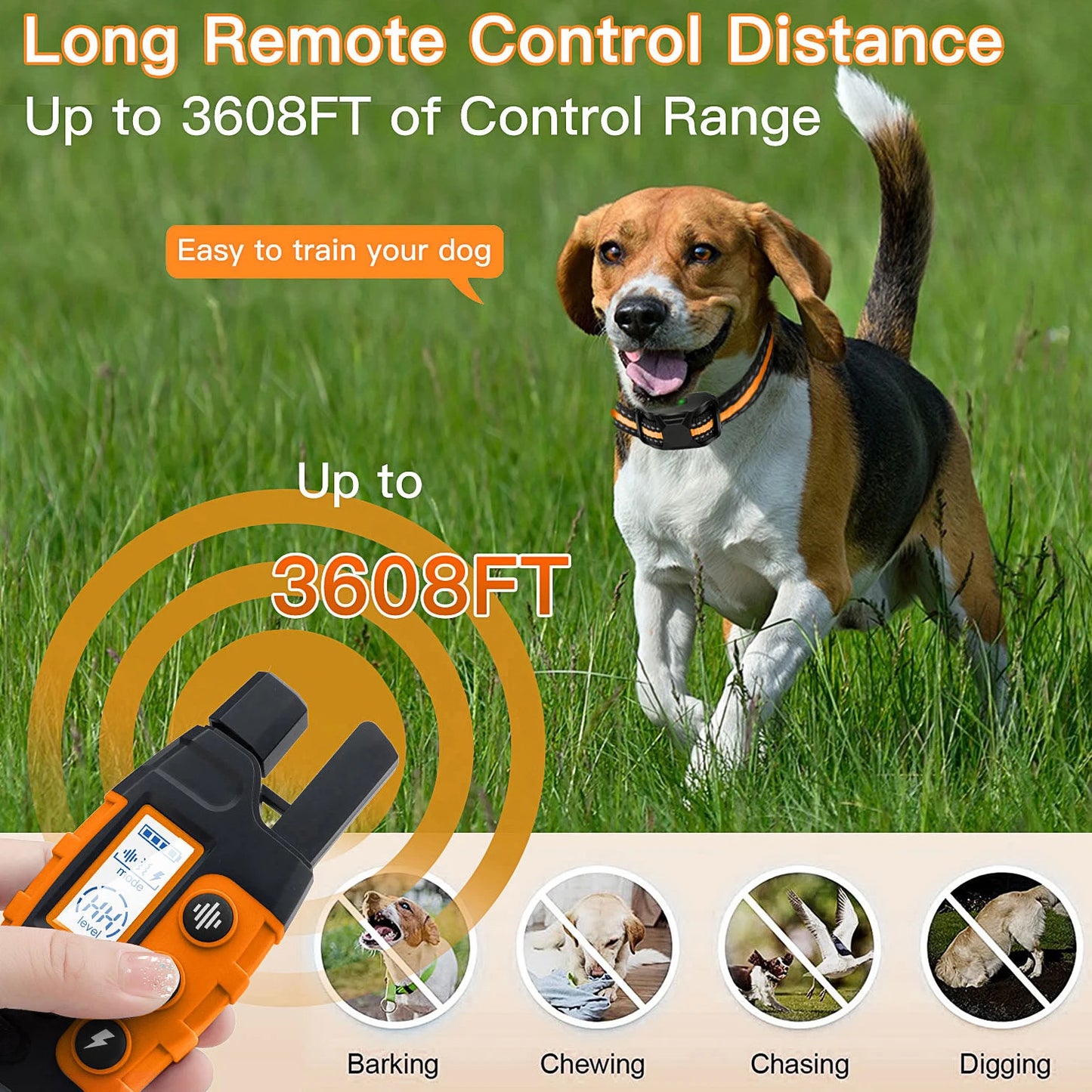 3300Ft Waterproof Electric Dog Training Collar with Remote Control - Perfect for Puppies and Dogs 5-120Lbs with Shock and Vibration Features