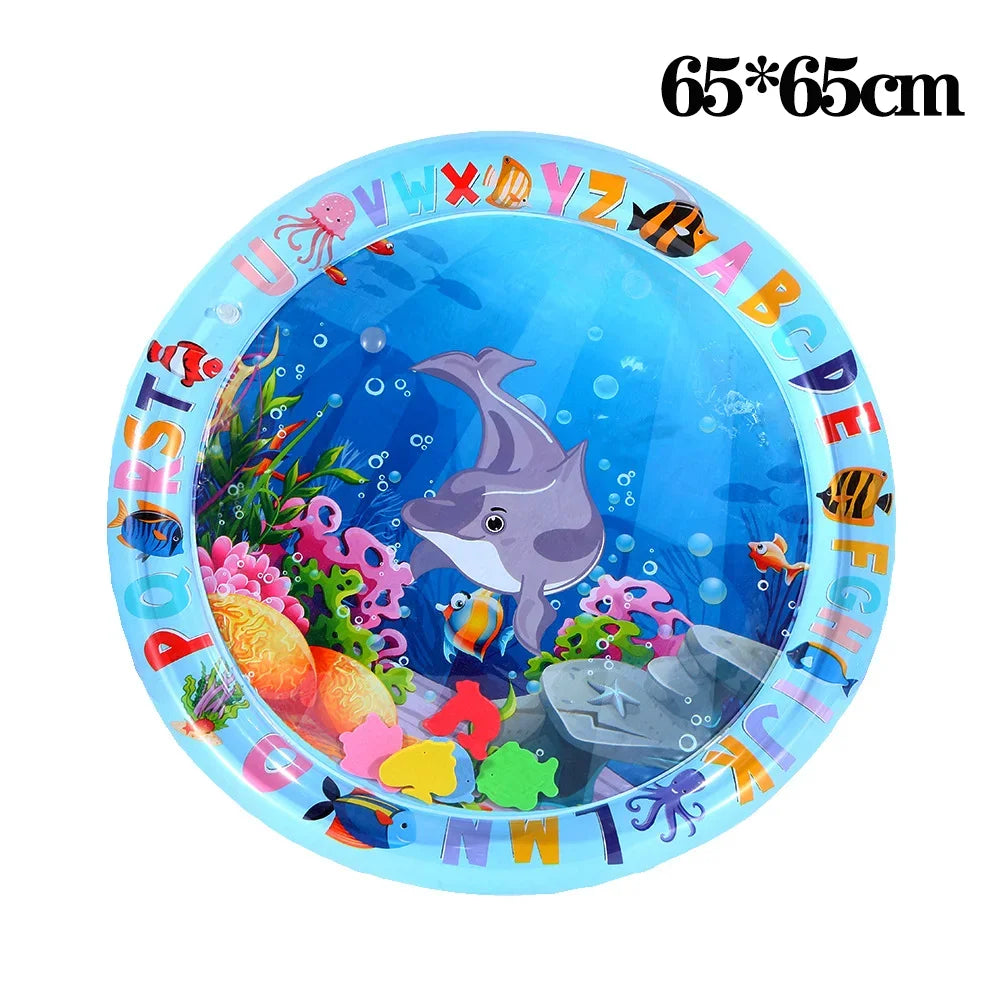 Water Sensory Play Mat Thickened Inflatable Water Mat for Cat and Dog Pet Playmat with Fish Sea Ocean Theme Sensory Toy Water