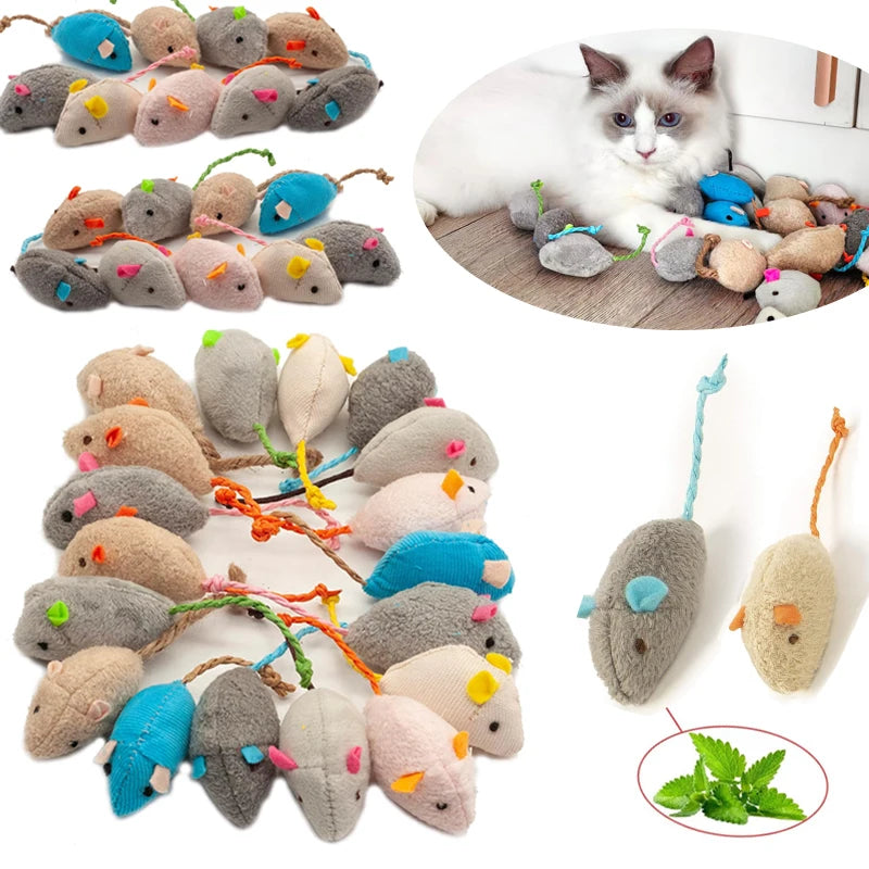 Engaging Catnip-Infused Plush Mouse Toys - 200 Pcs Interactive Fun for Indoor Cats