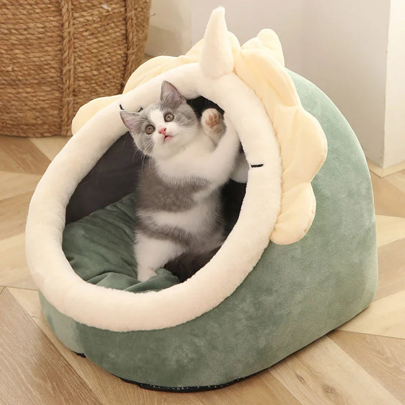 Cozy Cartoon Cat Bed - Deep Sleep Foldable and Washable Pet Mat for Small Dogs and Cats