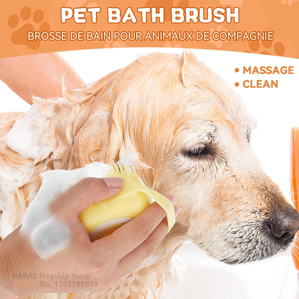 Transform Bath Time into a Spa Experience with Our Dog Bathing Brush - The Ultimate Pet Massage Tool with Shampoo Dispenser for Dogs and Cats