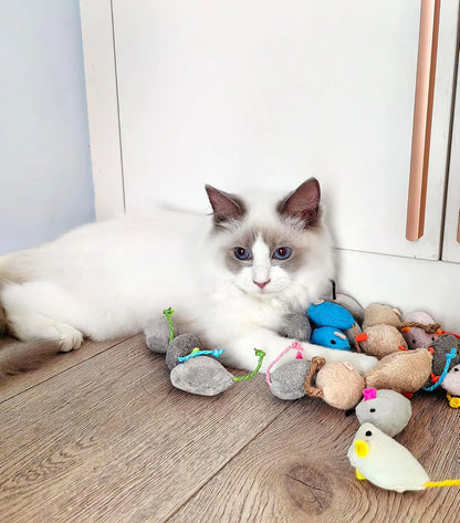 Engaging Catnip-Infused Plush Mouse Toys - 200 Pcs Interactive Fun for Indoor Cats