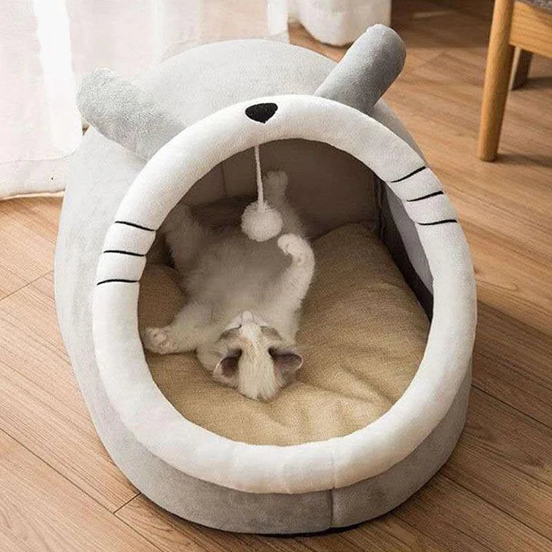 Cozy Cartoon Cat Bed - Deep Sleep Foldable and Washable Pet Mat for Small Dogs and Cats