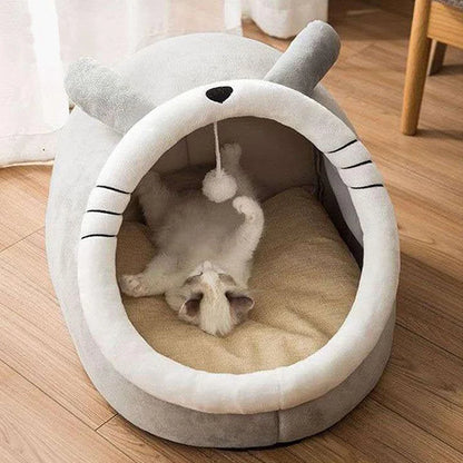 Cozy Cartoon Cat Bed - Deep Sleep Foldable and Washable Pet Mat for Small Dogs and Cats