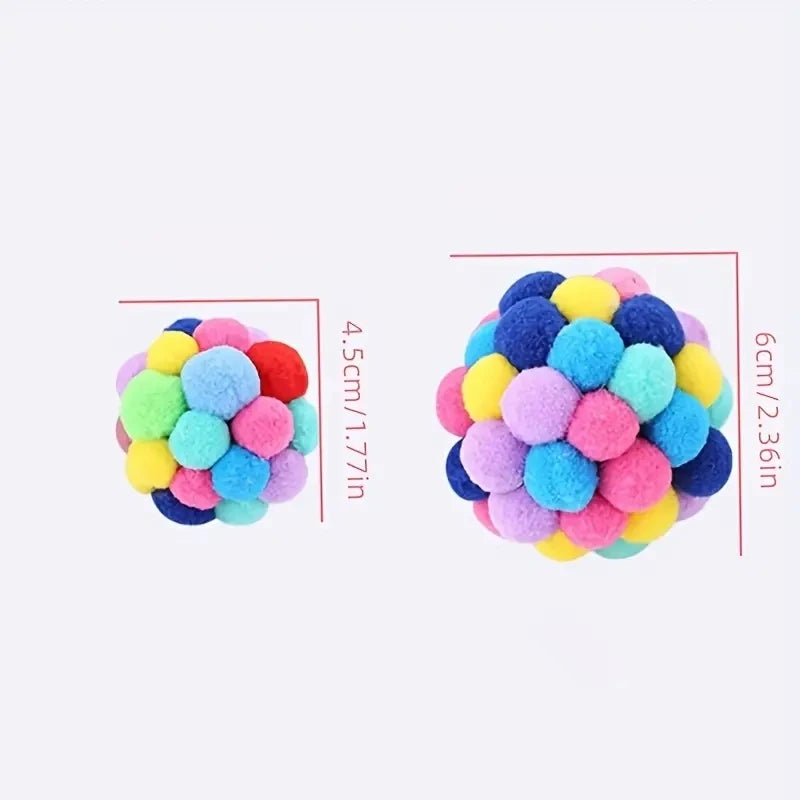 Exciting 1/3PCS Colorful Cat Plush Ball Toy Set - Elastic Bell Ball & Woolen Fun for Your Feline Friends!