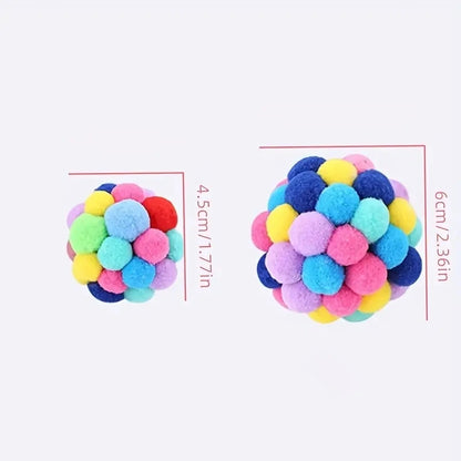 Exciting 1/3PCS Colorful Cat Plush Ball Toy Set - Elastic Bell Ball & Woolen Fun for Your Feline Friends!
