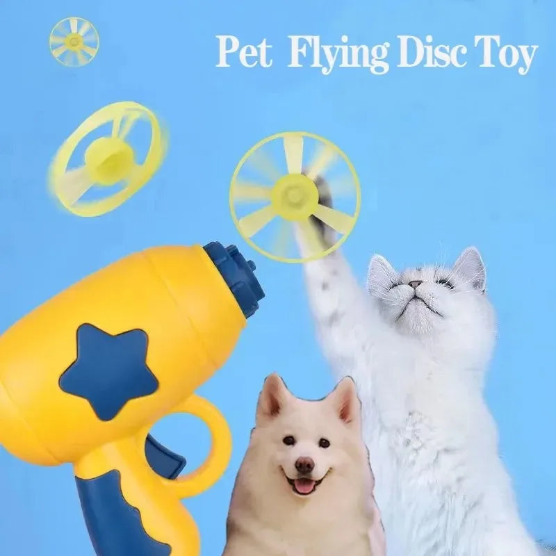 Funny Cat Toy Interactive Launch Pet Training Toy for Kitten Mini Flying Disc Shooting Gun Chasing Games Cat Toys Pet Supplies